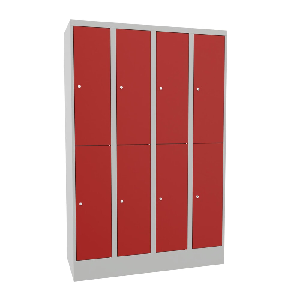 PAVOY Schliessfachschrank, 4 x 2 Fächer, HxBxT 1.850 x 1.200 x 500 mm, feuerrot, lichtgrau