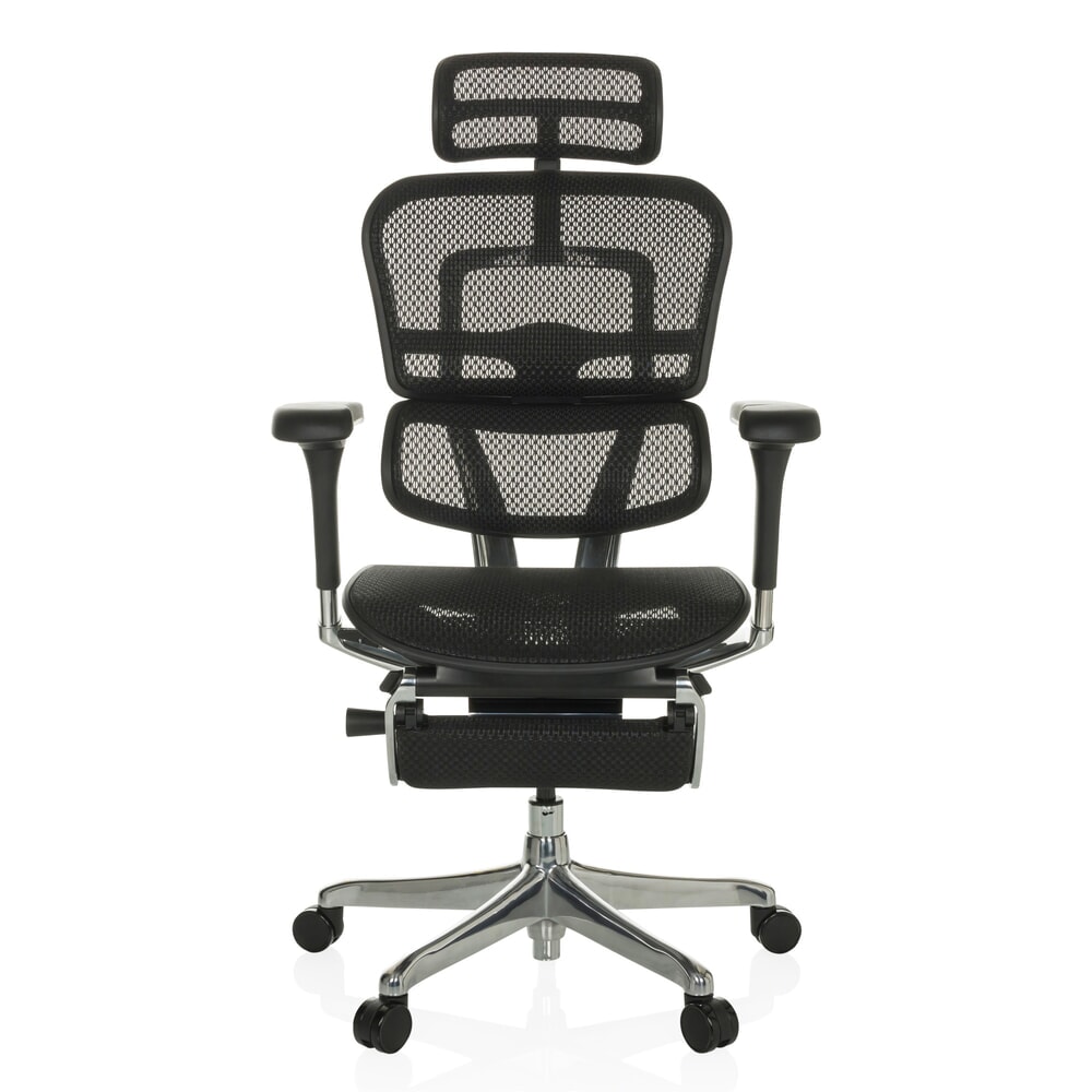 hjh OFFICE Chefsessel ERGOHUMAN PLUS LEGPRO GEN2, Tragkraft 150 kg, mit Beinablage, Netzstoff, Sitzhöhe 480 580 mm, schwarz
