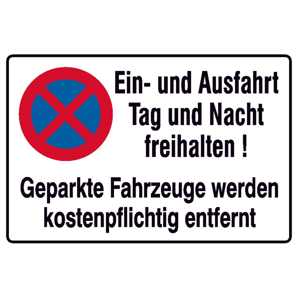 SafetyMarking® Halteverbotsschild "Ein- und Ausfahrt freihalten", Alu geprägt
