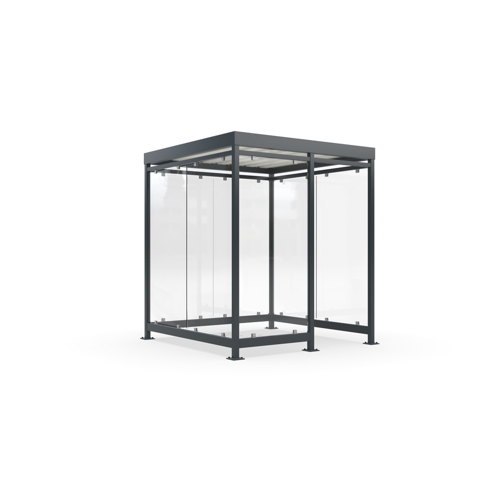 wsm® Raucherunterstand, fertig montiert, für 4-9 Personen, 7 Elemente, RAL 7016 anthrazitgrau ohne Glasdekor