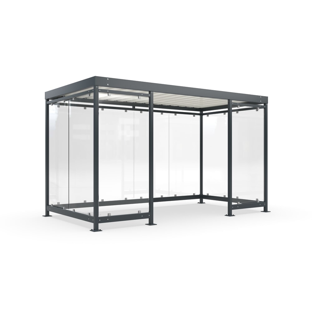wsm® Raucherunterstand, Bausatz, für 9-10 Personen, 10 Elemente, RAL 7016 anthrazitgrau ohne Glasdekor