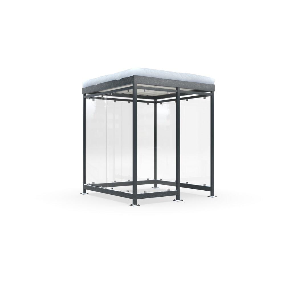 wsm® Raucherunterstand KÖLN ALPINE, fertig montiert, Schneelast max. 5,6 kN/m², 7 Elemente, ohne Überpflasterung, anthrazitgrau
