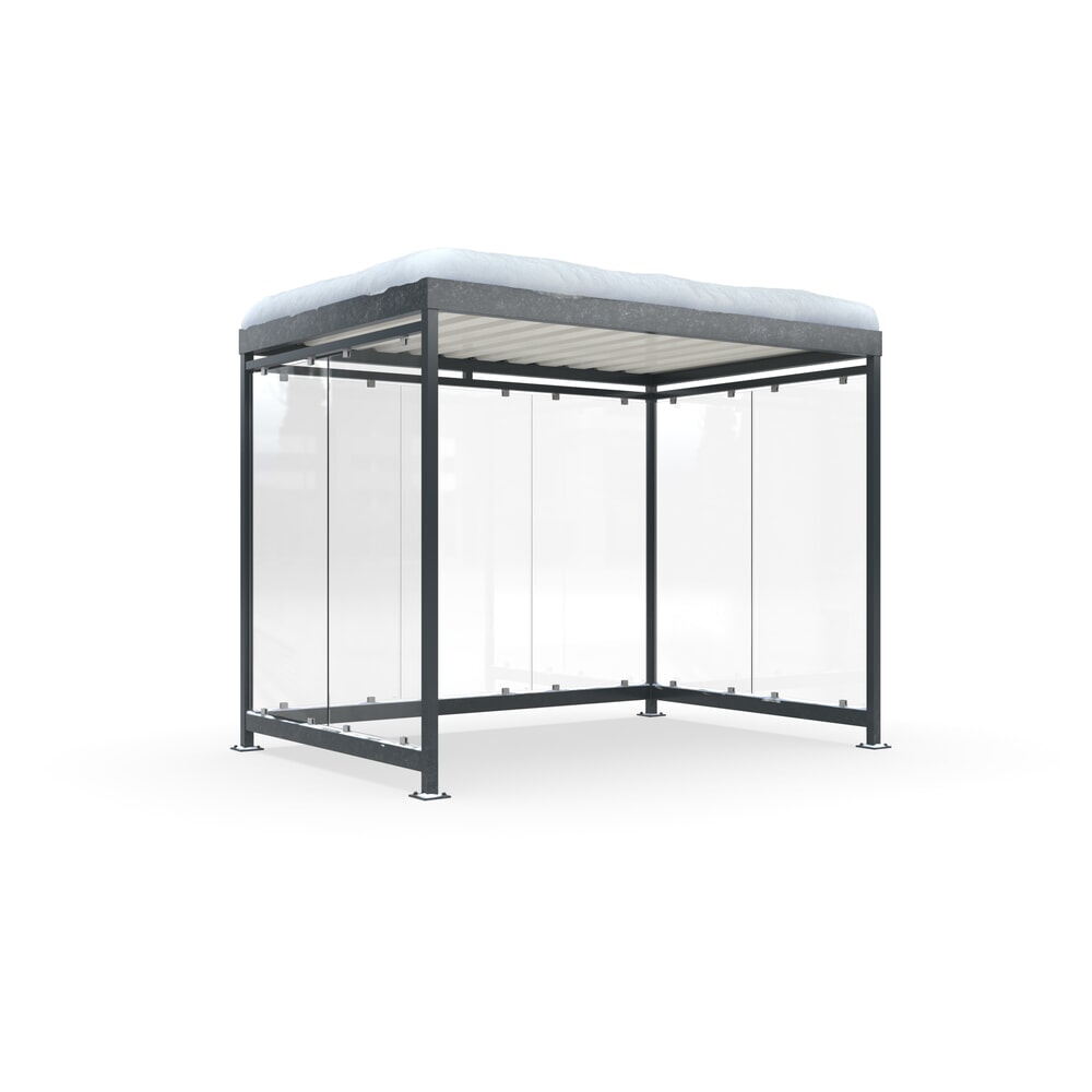 wsm® Raucherunterstand KÖLN ALPINE, fertig montiert, Schneelast max. 4,15 kN/m², 7 Elemente, ohne Überpflasterung, anthrazitgrau
