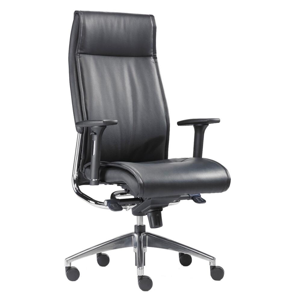 SITWELL STEIFENSAND Design-Schwerlast-Bürostuhl Big Boss, Ledersitz mit chromatierten Elemente