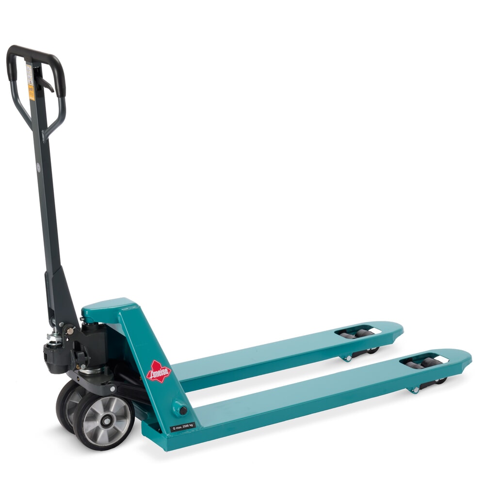 Handhubwagen Ameise® PTM 2.5 mit Schnellhub, Tragfähigkeit 2.500 kg, Gabellänge 1.150 mm, Vollgummi/Polyurethan, Tandemrollen