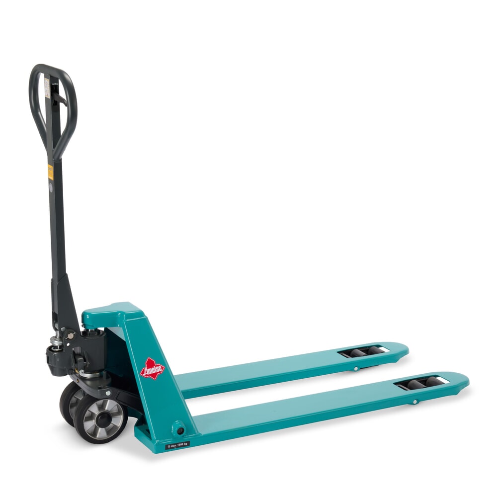Flach-Handhubwagen Ameise® PTM 1.5 Low, Tragfähigkeit 1.500 kg, Gabellänge 1.150 mm, Vollgummi/Polyurethan, Tandemrollen