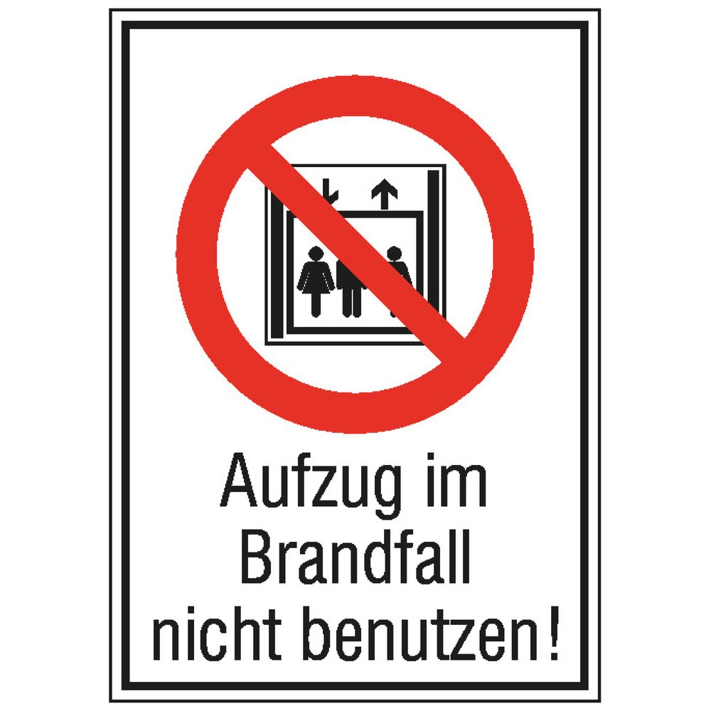 SafetyMarking® "Aufzug im Brandfall nicht benutzen", HxB 185 x 131 mm, Leucht-Folie HI