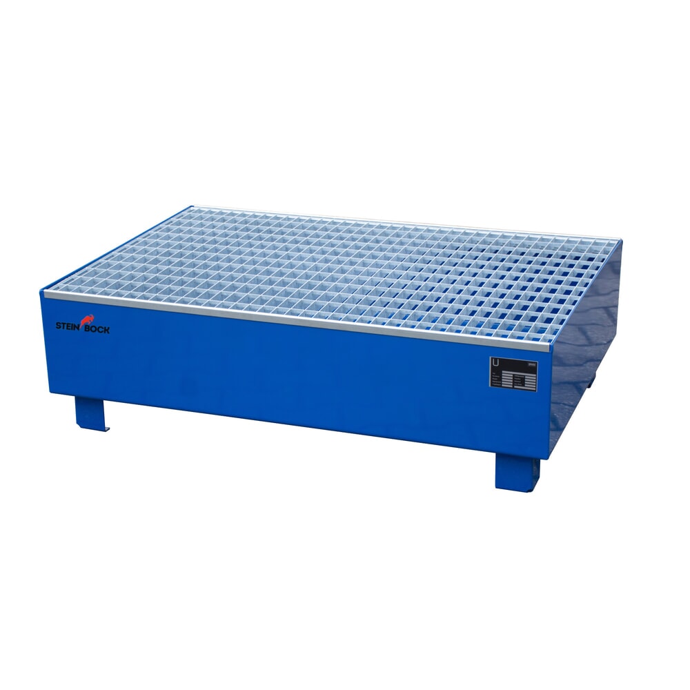 Steinbock® Auffangwanne, 2x 200 l, HxBxT 360 x 1.200 x 800 mm, inkl. Gitterrost, blau