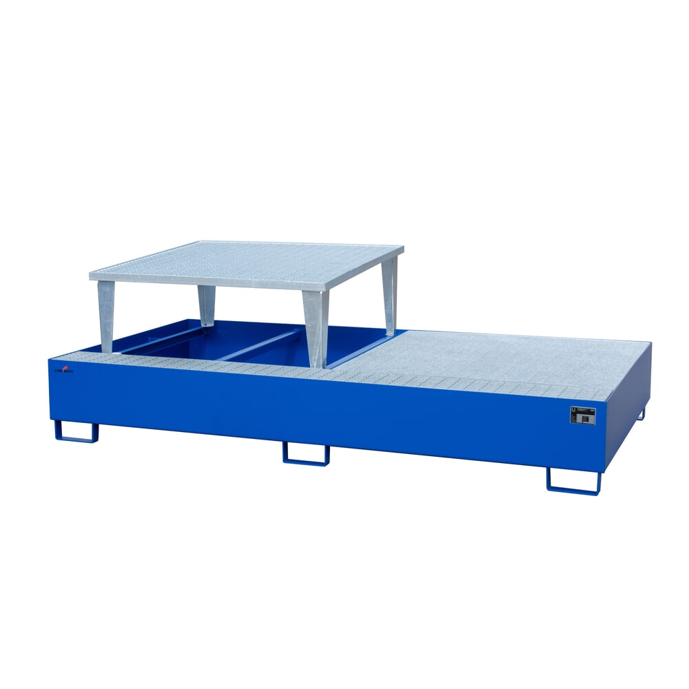 Steinbock® Auffangwanne aus Stahl für 2x KTC/IBC, inkl. Abfüllaufsatz, blau