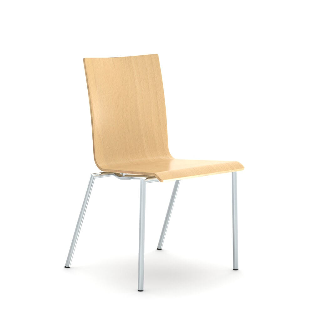 Nowy Styl Besucherstuhl Cadeira, Holzschale, 4-Fuß-Gestell, Buche Beech