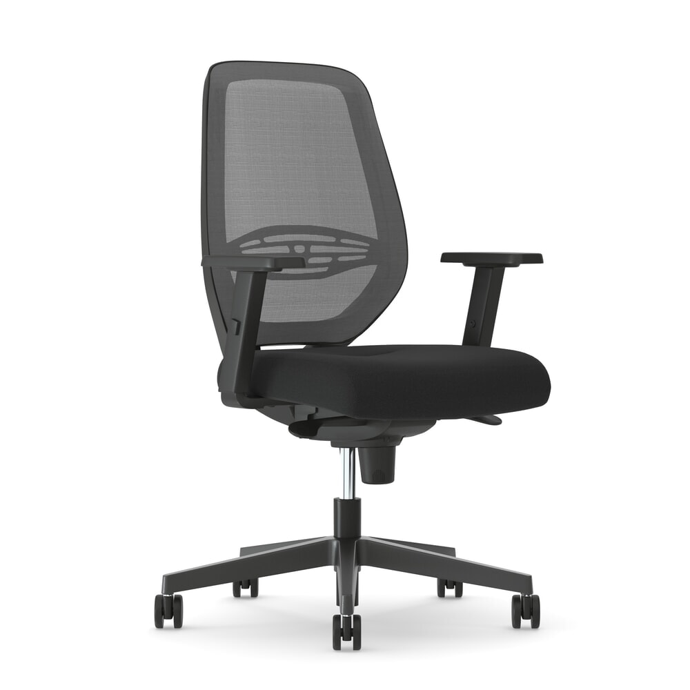 Nowy Styl Bürostuhl Neos, höhenverstellbare Armlehne, Netz-Rückenlehne, Lordosenstütze, schwarz
