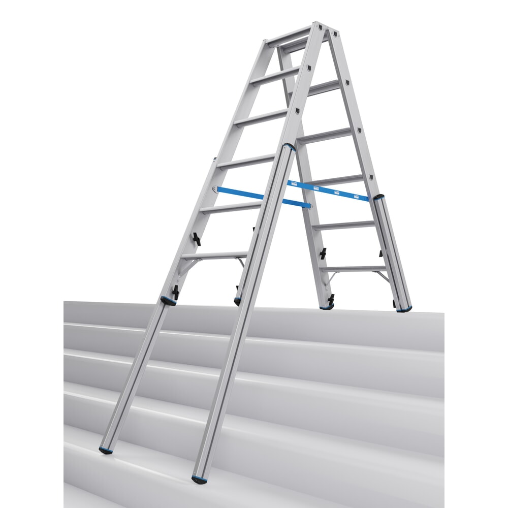 KRAUSE® STABILO Teleskopleiter mit Stufen, beidseitig begehbar, 2 x 6 Stufen