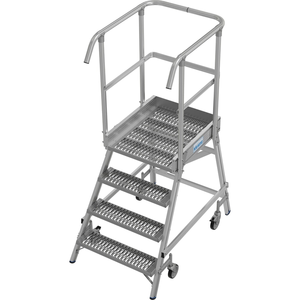 KRAUSE® STABILO fahrbare Podestleiter, einseitig begehbar, Profilrost R13, 4 Stufen