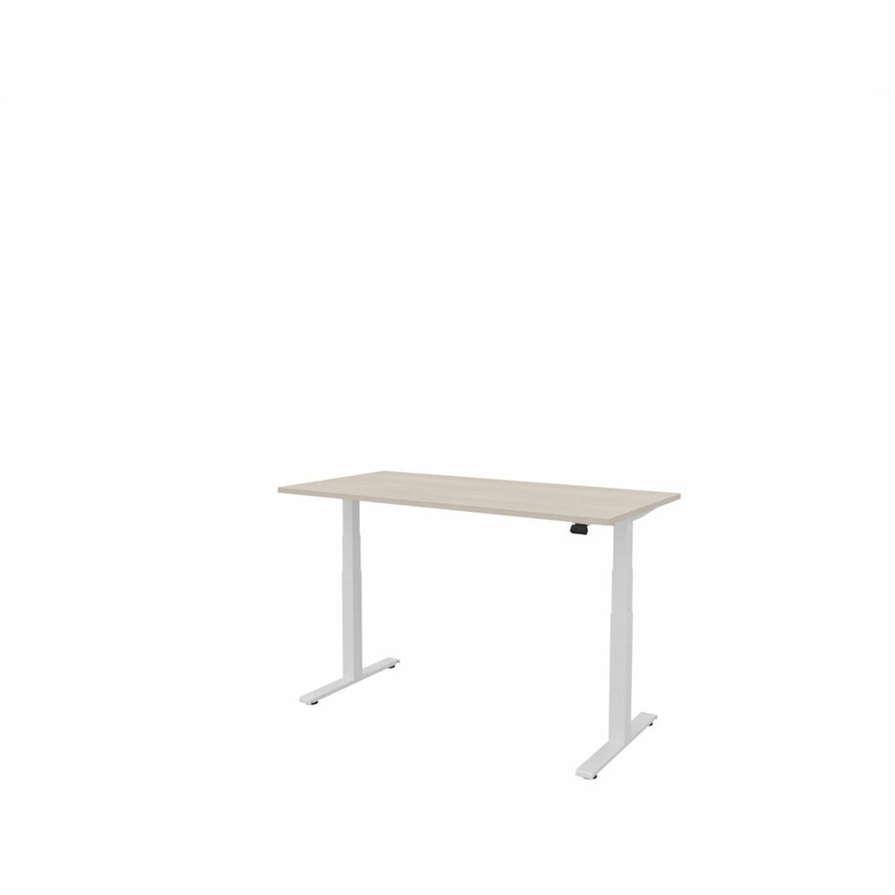 FM Büromöbel elektrisch höhenverstellbarer Schreibtisch fouraction, BxT 1.600 x 800 mm, ohne Memory-Schalter, akazie hell, verkehrsweiß