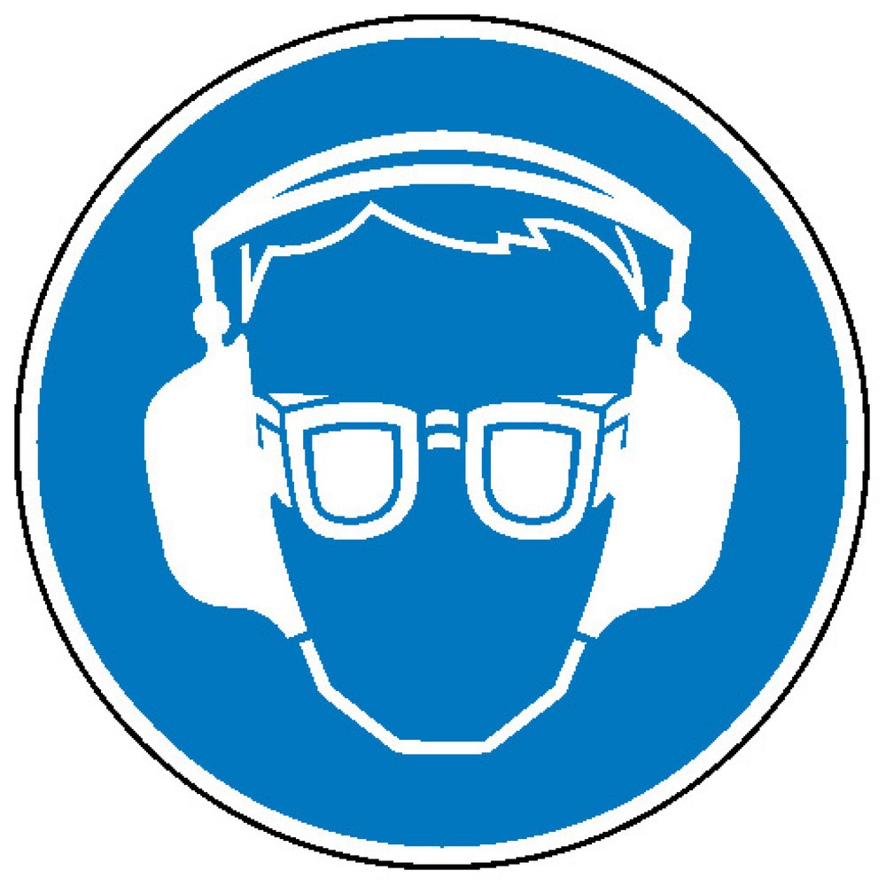 SafetyMarking® Gehör- und Augenschutz benutzen, Ø 200 mm, Folie