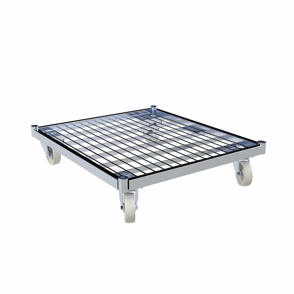 rolltainer® Rollbehälter Rollplatte aus Metall, BxT 710 x 800 mm, Raddurchmesser 108 mm, ohne Bügel