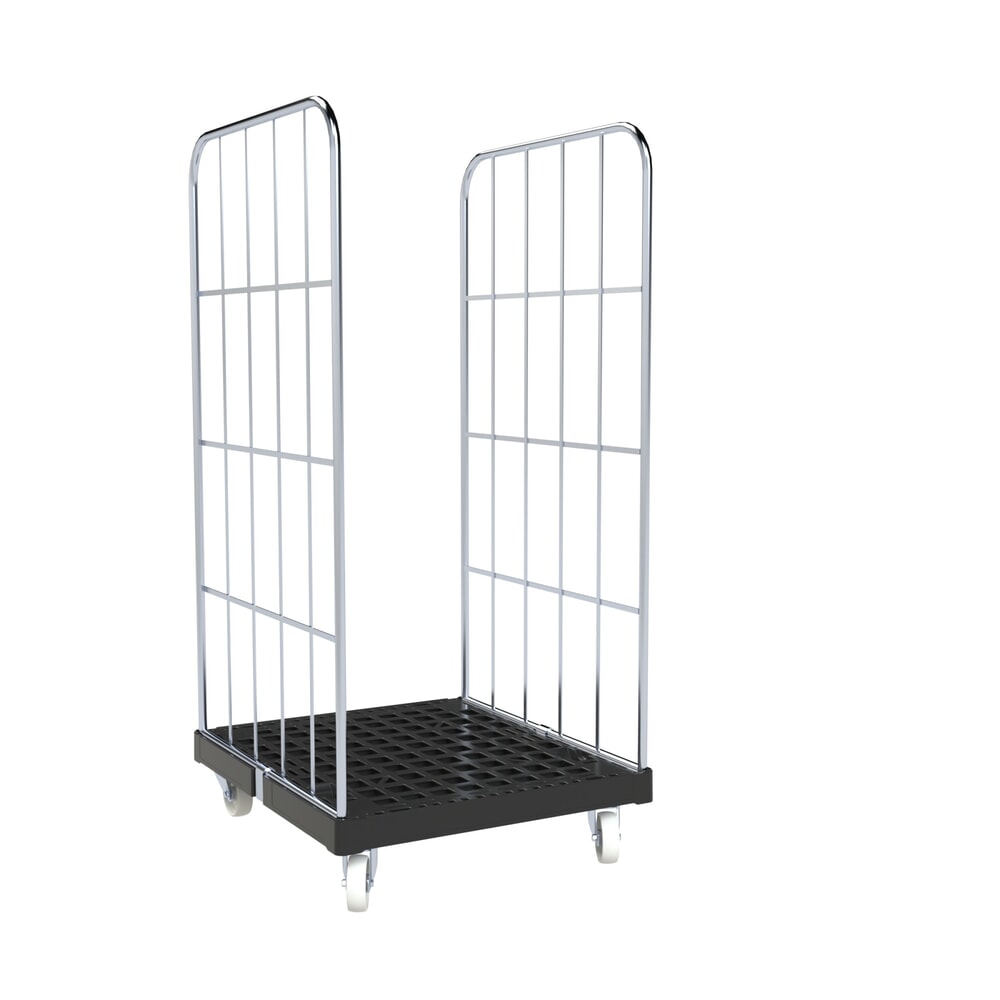 rolltainer® 2-seitiger Rollbehälter BASIC, Rollplatte aus Receycling-Kunststoff, HxBxT 1.530 x 724 x 815 mm
