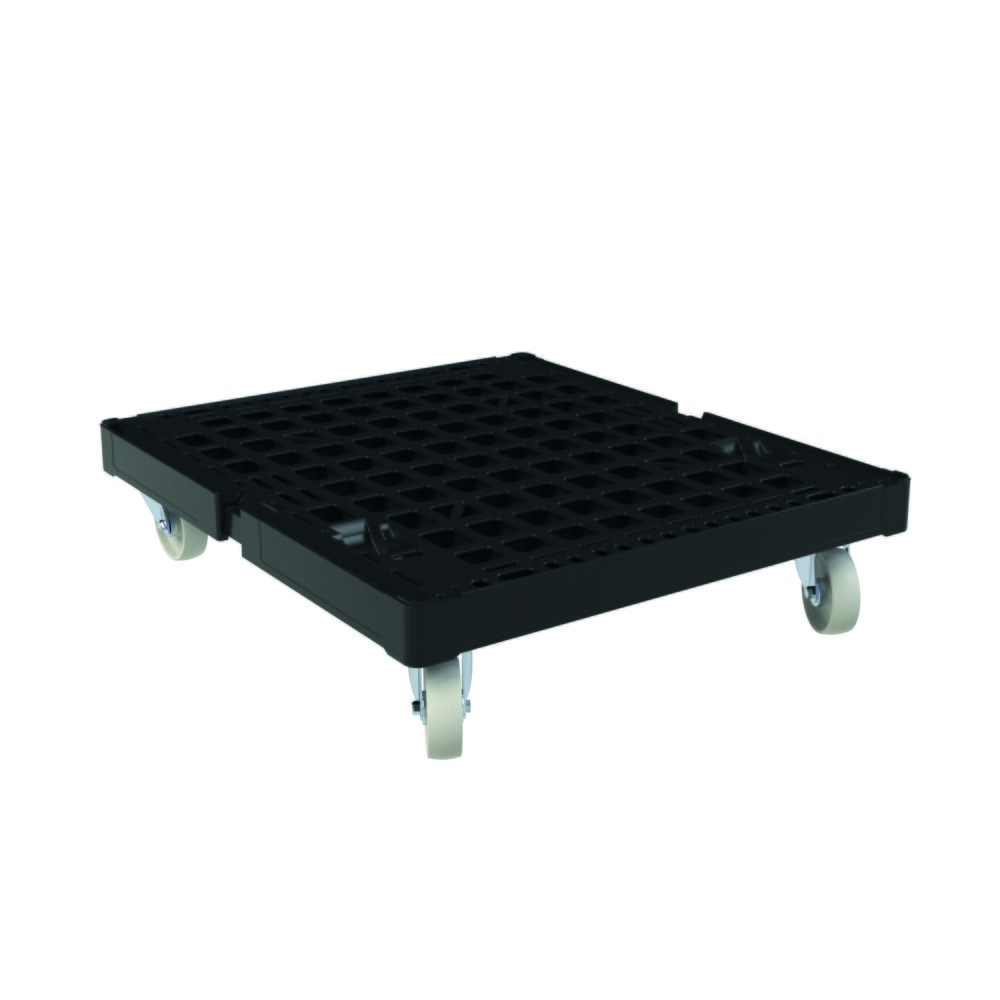 rolltainer® Rollbehälter-Rollplatte BASIC, Kunststoff, schwarz, BxT 724 x 815 mm, Raddurchmesser 108 mm, ohne Schiebebügel