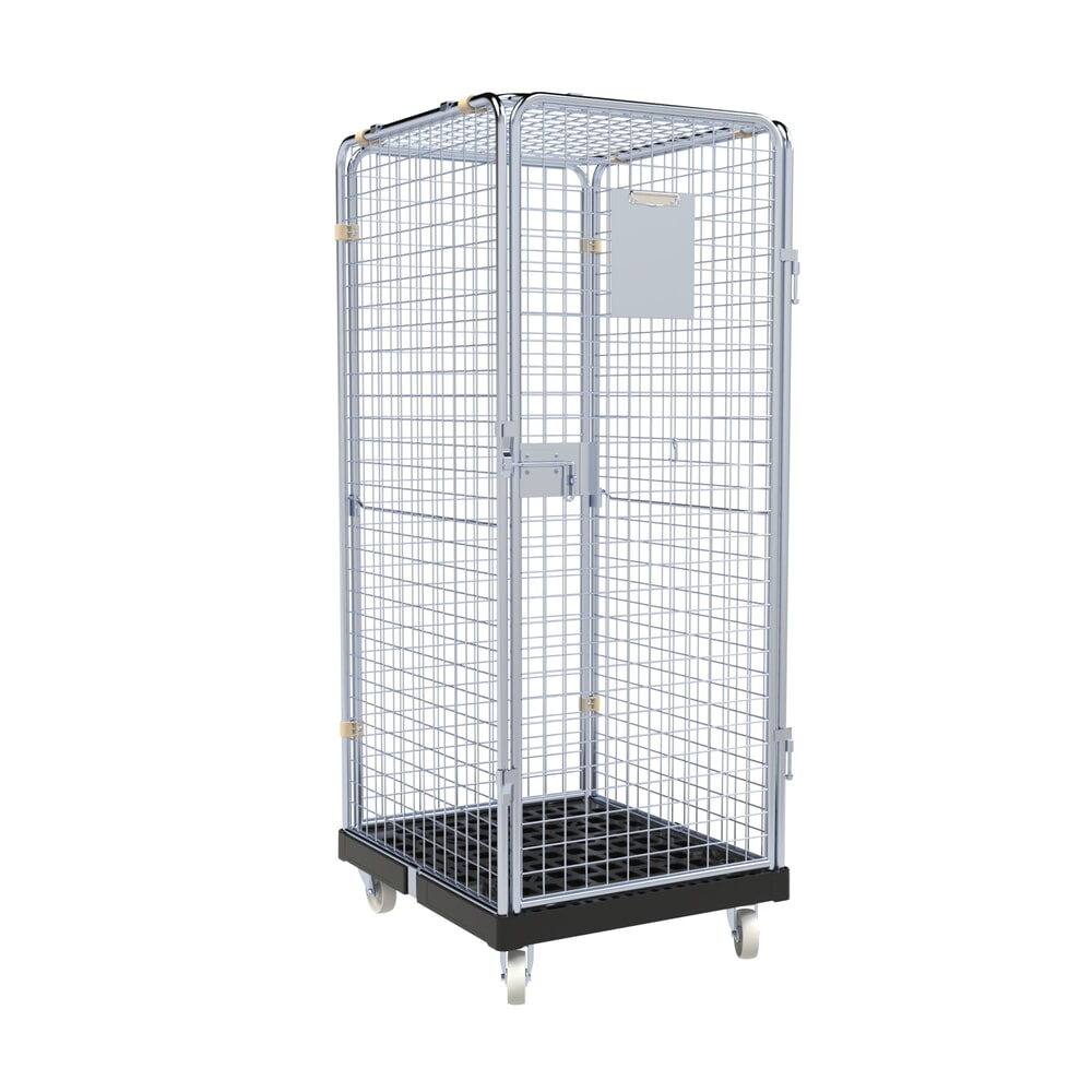 rolltainer® Antidiebstahl Rollbehälter Basic, 5-seitig, Rollplatte aus Recycling-Kunststoff, schwarz, HxBxT 1.800 x 724 x 815 mm, ohne Zwischenboden