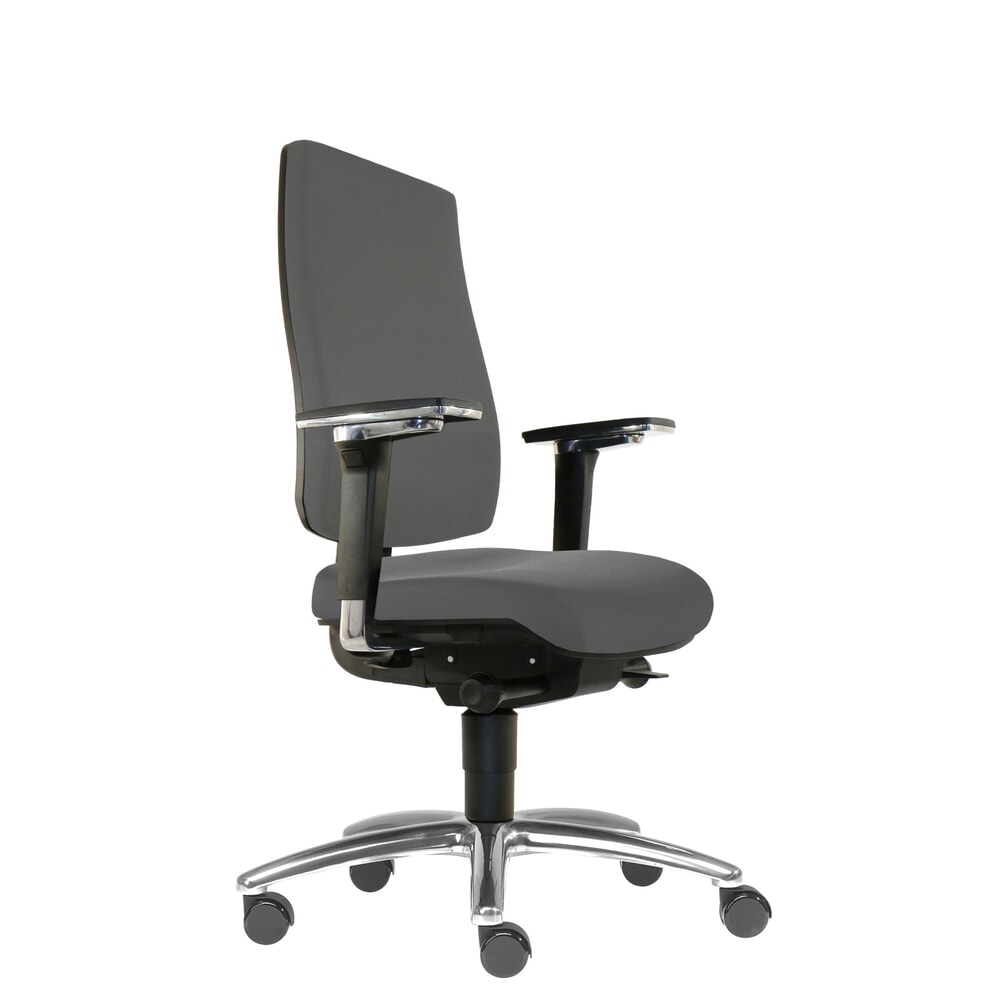 SITWELL STEIFENSAND Bandscheiben-Bürostuhl Cebra, vollflächige Kunststoff-Rückenschale, Universalrollen, Polyester, dunkelgrau