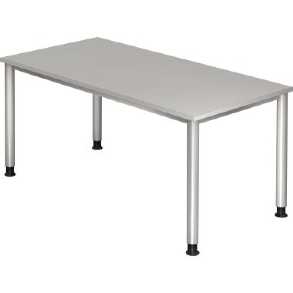 Hammerbacher Manuell höhenverstellbarer Schreibtisch Akzent, 4-Fuss Gestell, BxT 1.600 x 800 mm, grau