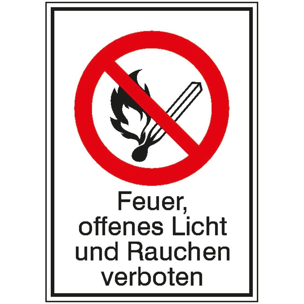 SafetyMarking® "Feuer, offenes Licht und Rauchen verboten", HxB 297 x 210 mm, Alu