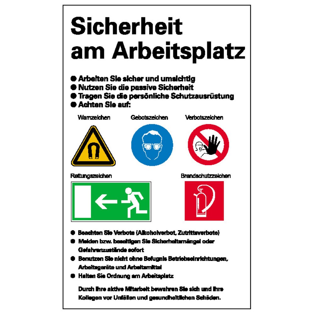 SafetyMarking® Sicherheitsaushang: Sicherheit am Arbeitsplatz, HxB 750 x 500 mm