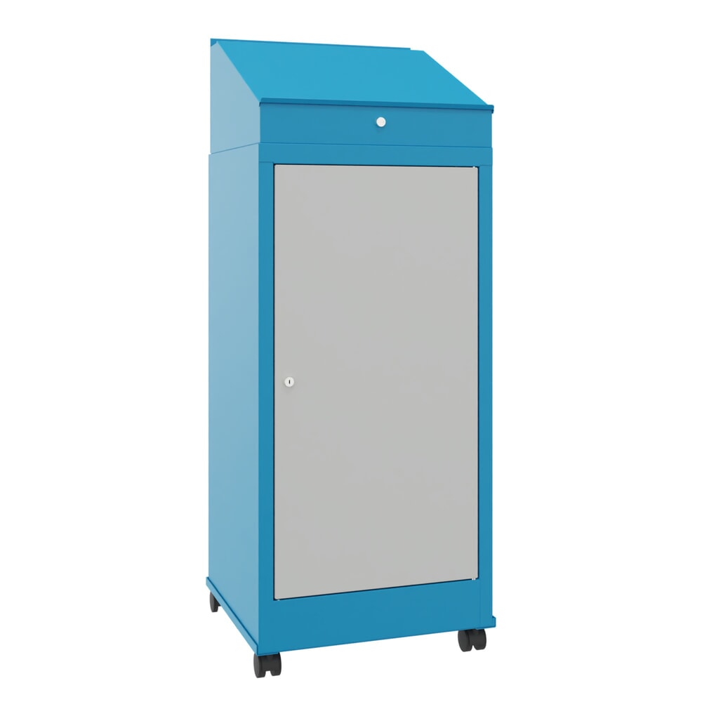 PAVOY Industrie-Stehpult, mobil, HxBxT 1.330 x 500 x 500 mm, 1 Ausziehboden, 1 Schublade, lichtblau, lichtgrau