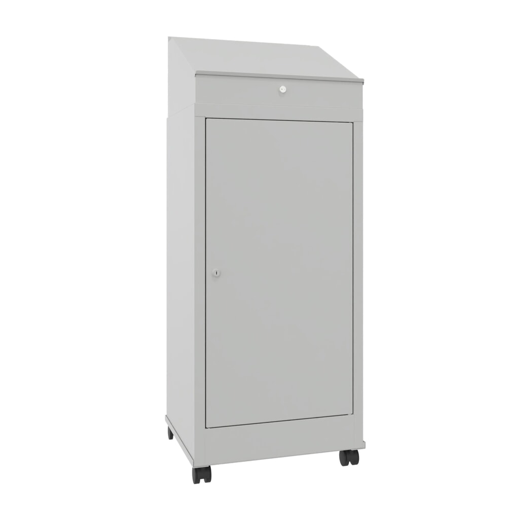 PAVOY Industrie-Stehpult, mobil, HxBxT 1.330 x 500 x 500 mm, 2 Einlegeböden, 1 Schublade, lichtgrau, lichtgrau