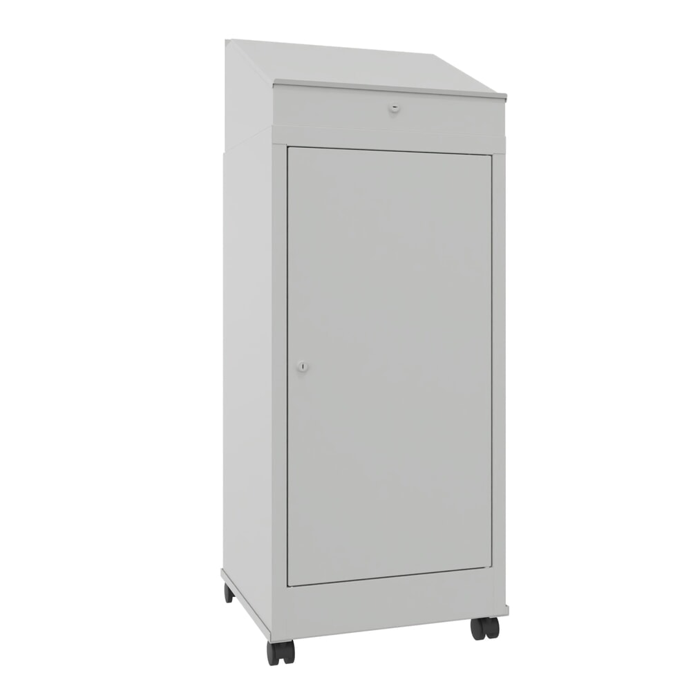 PAVOY Industrie-Stehpult, mobil, HxBxT 1.330 x 500 x 500 mm, 2 Einlegeböden, lichtgrau, lichtgrau