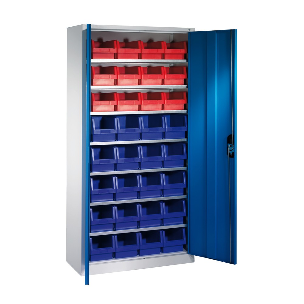 C+P Magazinschrank mit Sichtlagerkästen, HxBxT 1.980 x 1.000 x 420 mm, 20x Grösse 2, 12x Grösse 3