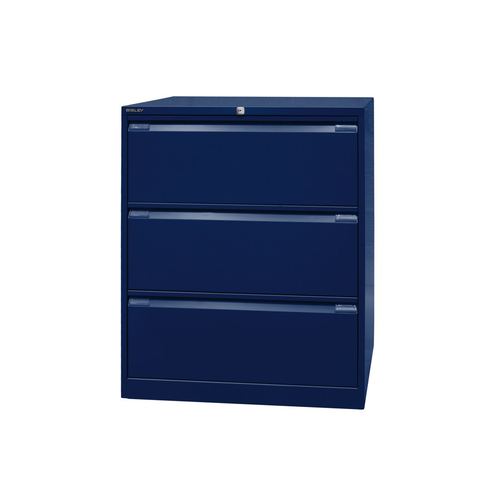 BISLEY Hängeregistraturschank, 2-bahnig, 3 Schubladen, blau