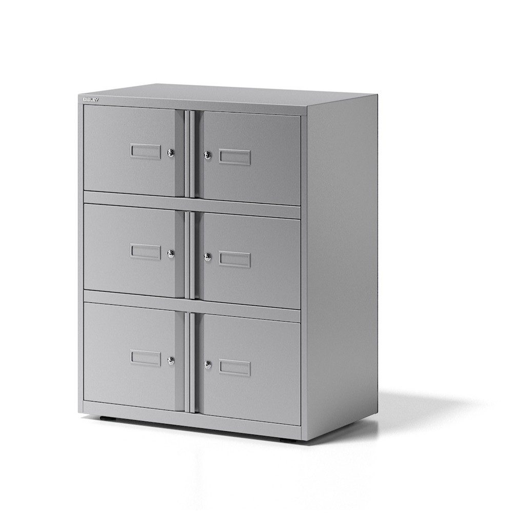 BISLEY Schliessfachschrank Essentials, 6 Türen, silber