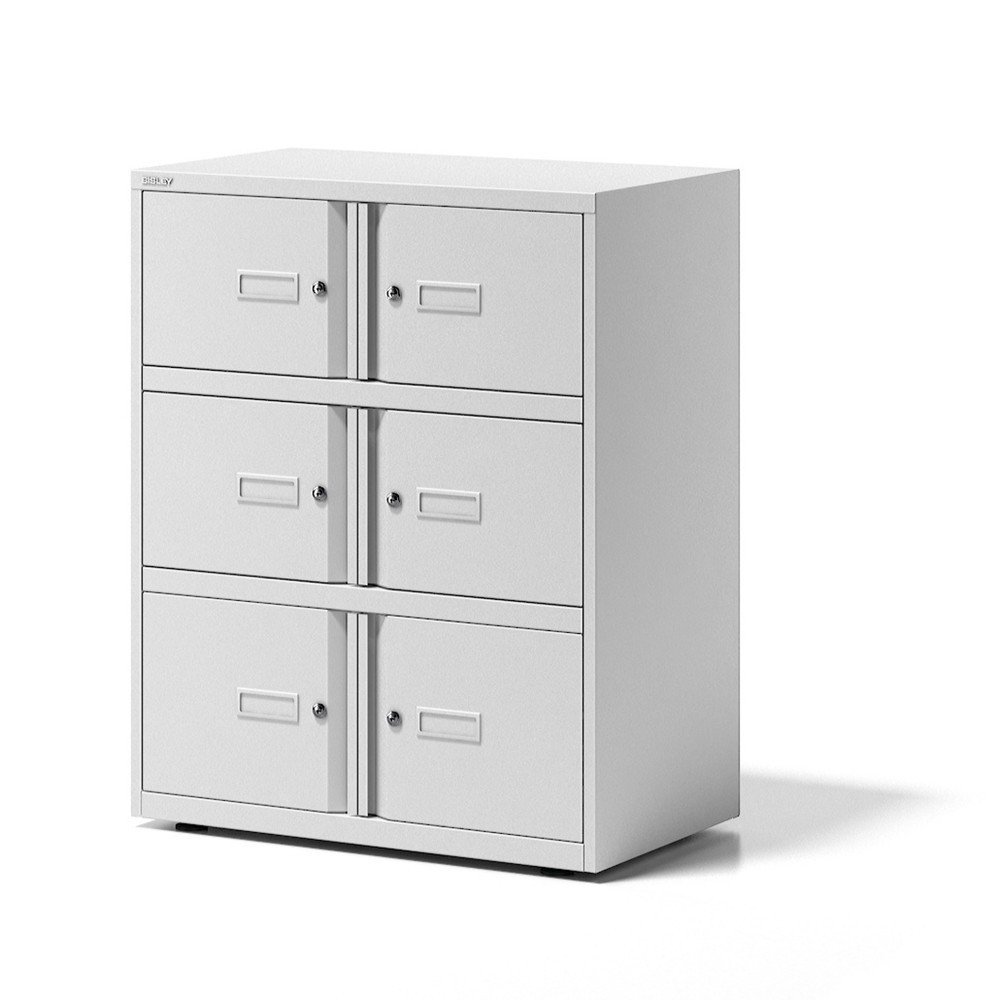 BISLEY Schliessfachschrank Essentials, 6 Türen, verkehrsweiss