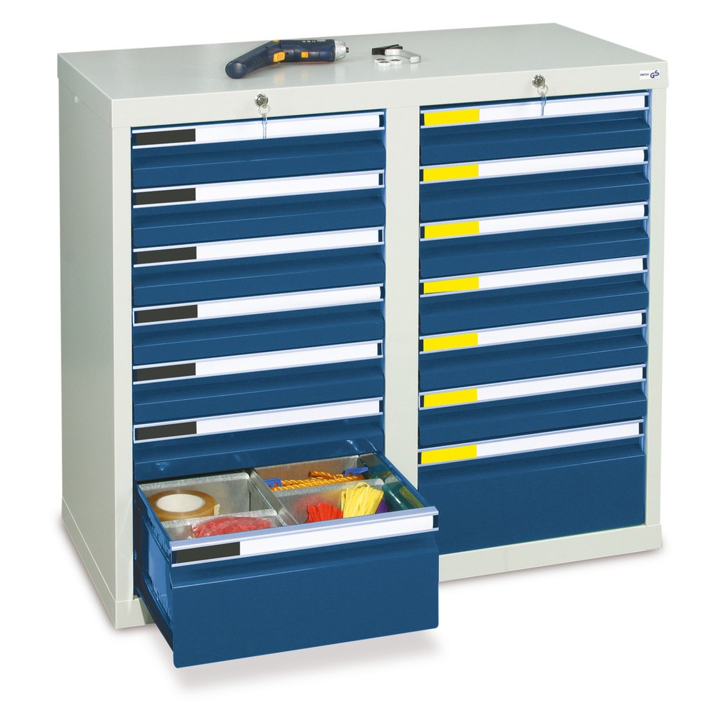 stumpf® Schubladenschrank Premium, Schubladen 8x100 mm, HxBxT 900 x 500 x 500 mm, lichtgrau