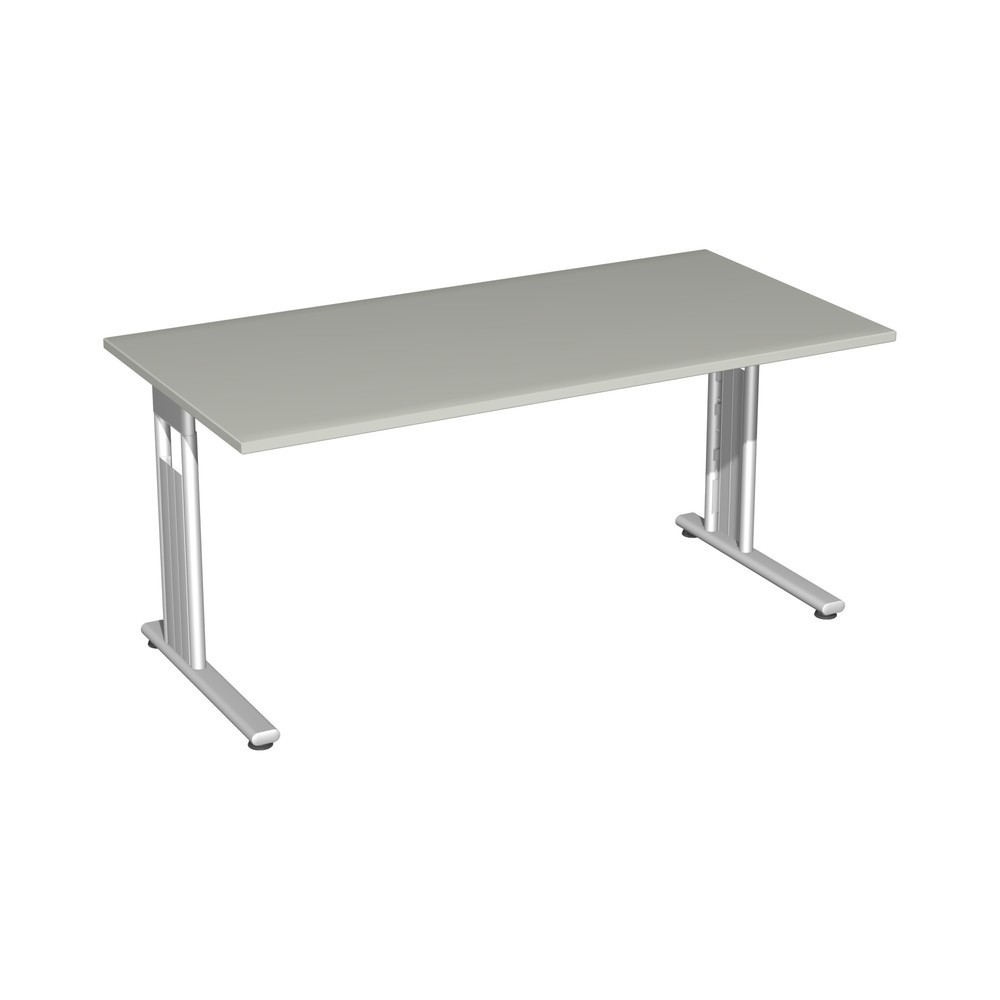 Geramöbel Büro-Schreibtisch Lissabon, C-Fuß-Gestell, BxT 1.600 x 800 mm, lichtgrau
