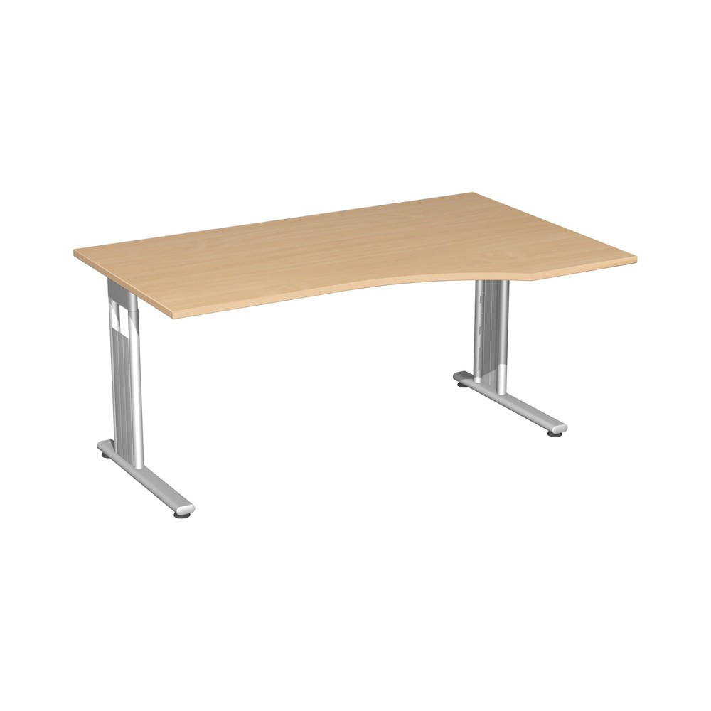 Geramöbel Büro-Schreibtisch Lissabon, C-Fuss-Gestell, PC-Form-Tischplatte rechts, BxT 1.800 x 1.000 mm, Buche