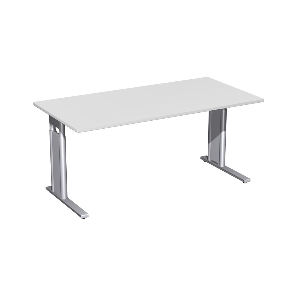 Geramöbel Manuell höhenverstellbarer Schreibtisch Profi, C-Fuß-Gestell, BxT 1.600 x 800 mm, lichtgrau