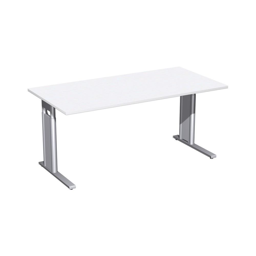 Geramöbel Manuell höhenverstellbarer Schreibtisch Profi, C-Fuß-Gestell, BxT 1.600 x 800 mm, weiß