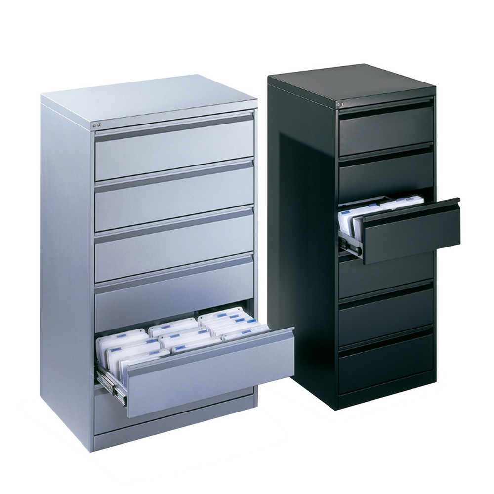 C+P Karteikartenschrank Office, DIN A5 quer, 2-bahnig, 6 Schubladen, lichtgrau