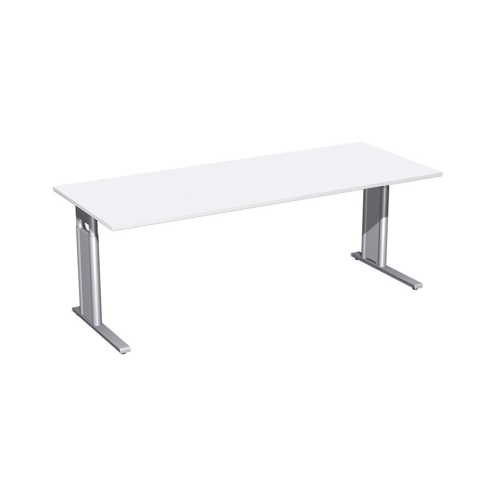 Geramöbel Manuell höhenverstellbarer Schreibtisch Profi, C-Fuss-Gestell, BxT 2.000 x 800 mm, weiss