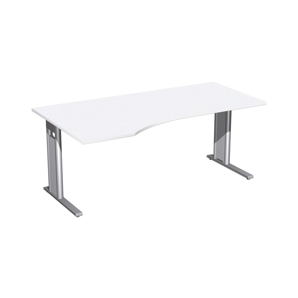 Geramöbel Büro-Schreibtisch Profi, C-Fuß-Gestell, PC-Form-Tischplatte links, BxT 1.800 x 1.000 mm, weiß