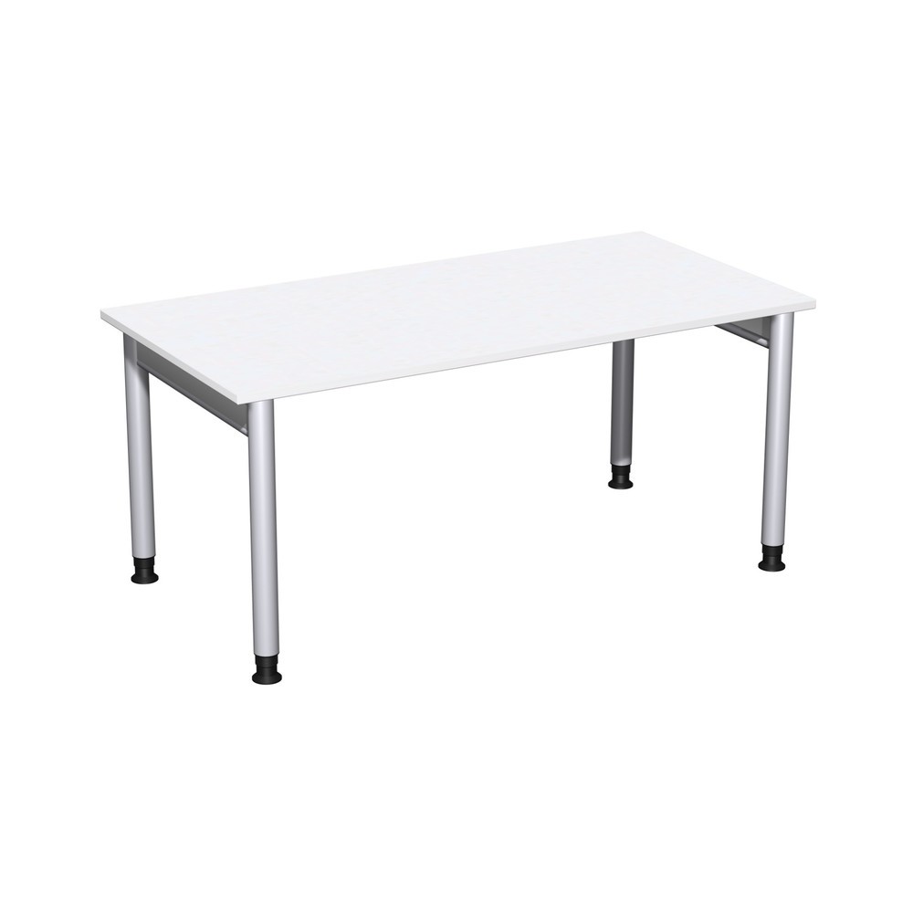 Geramöbel Manuell höhenverstellbarer Schreibtisch Profi, 4-Fuss-Gestell, BxT 1.600 x 800 mm, weiss