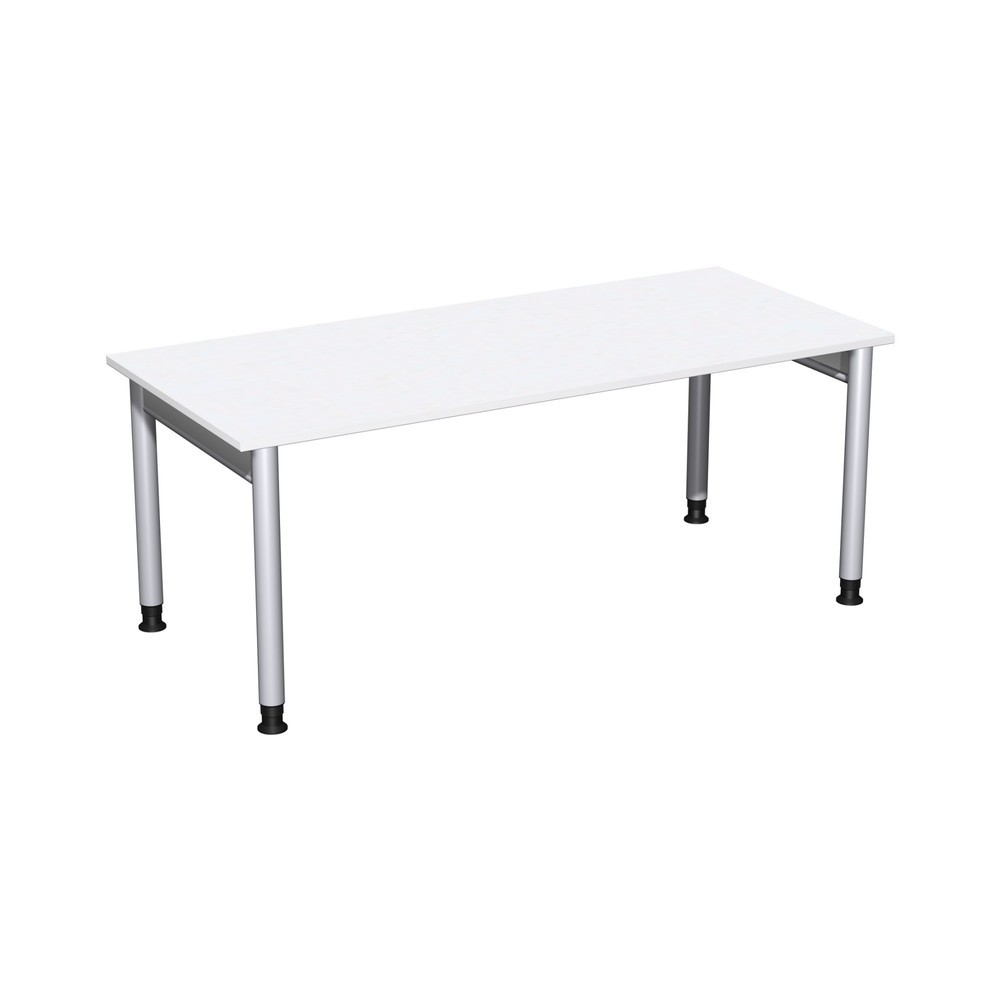 Geramöbel Manuell höhenverstellbarer Schreibtisch Profi, 4-Fuss-Gestell, BxT 1.800 x 800 mm, weiss