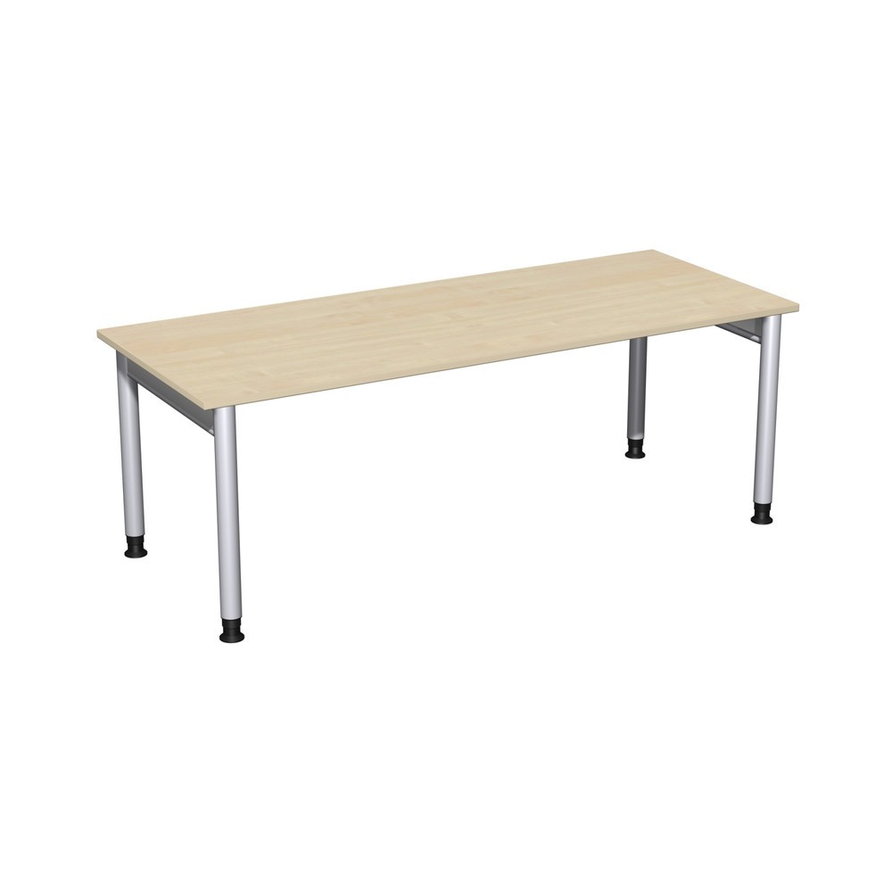 Geramöbel Manuell höhenverstellbarer Schreibtisch Profi, 4-Fuss-Gestell, BxT 2.000 x 800 mm, Ahorn