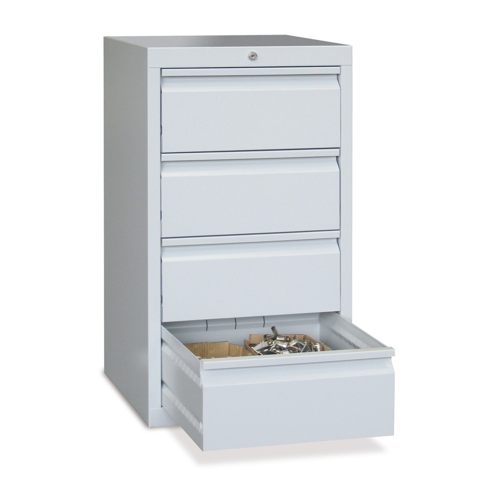 PAVOY Leichter Schubladenschrank, Gleitführung, Schubladen 4x200 mm, Breite 500 mm, feuerrot, lichtgrau