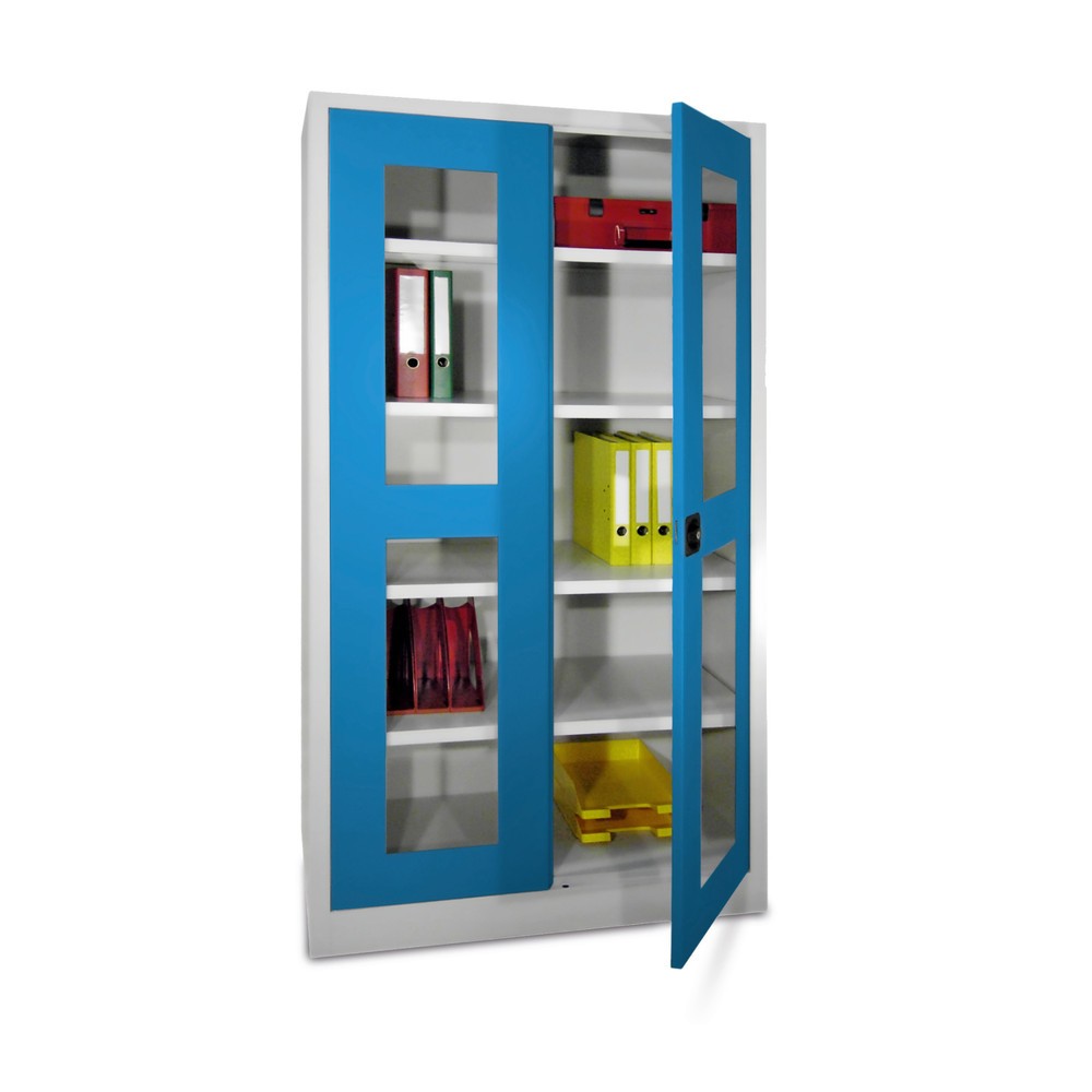 PAVOY Flügeltürschrank mit Sichtfenstern, HxBxT 1.950 x 1.200 x 500 mm, anthrazitgrau, anthrazitgrau