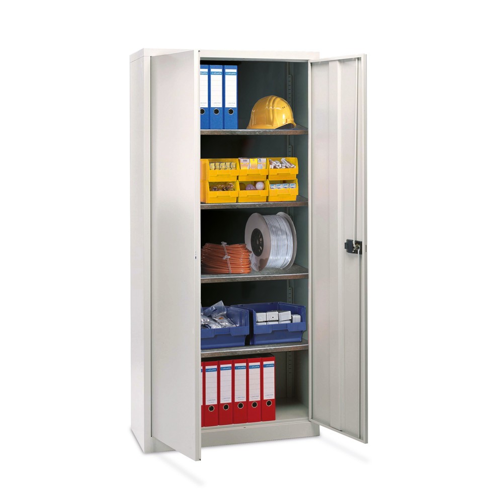 BISLEY Flügeltürschrank, HxBxT 1.950 x 914 x 400 mm, lichtgrau/blau, Böden verzinkt