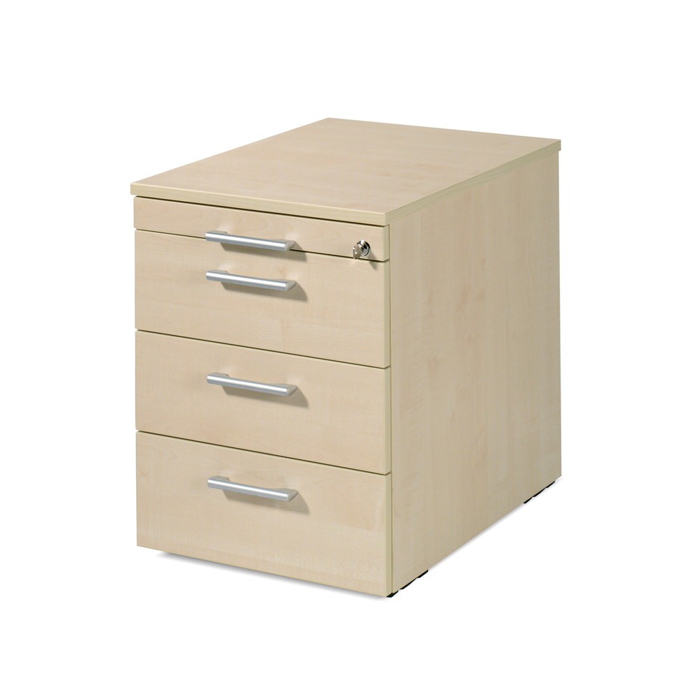 Rollcontainer Lissabon, HxBxT 566 x 600 x 430 mm, 3 Kunststoffschübe, Ahorn
