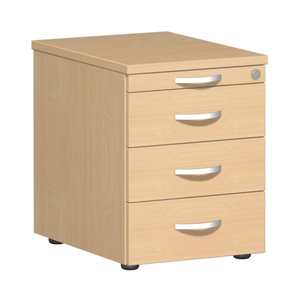 Geramöbel Rollcontainer Lissabon, HxBxT 566 x 600 x 430 mm, 3 Kunststoffschübe, Buche